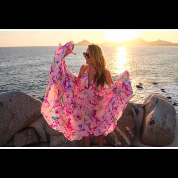 New! Lilly Pulitzer Gizelle Hi Low Halter Dress M - Picture 5 of 10